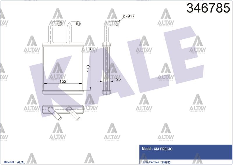 KIA Pregio Kalorifer Radyatörü 2002-2005 Radyatör .5tcı Brazıng OEM 0K75A-61-A10